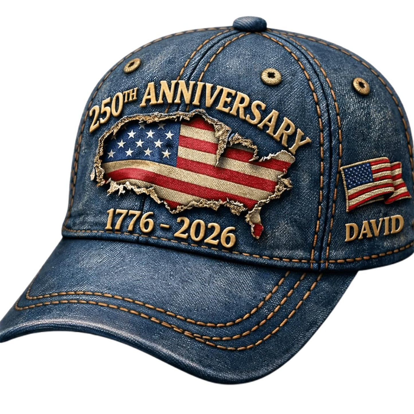 Custom American 250 Years Anniversary Printed 3D Hat, Patriotic American 250th Cap with Name, 1776–2026 Cap