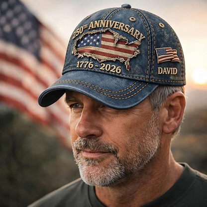 250th Anniversary USA Hat - Custom United States 250th Anniversary Hat 3D Printed Baseball Cap