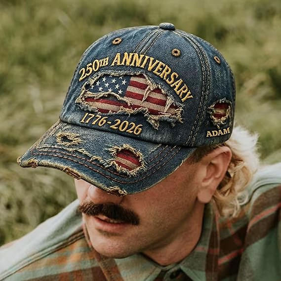 Custom American 250 Years Anniversary Printed 3D Hat, Patriotic American 250th Cap with Name, 1776–2026 Cap
