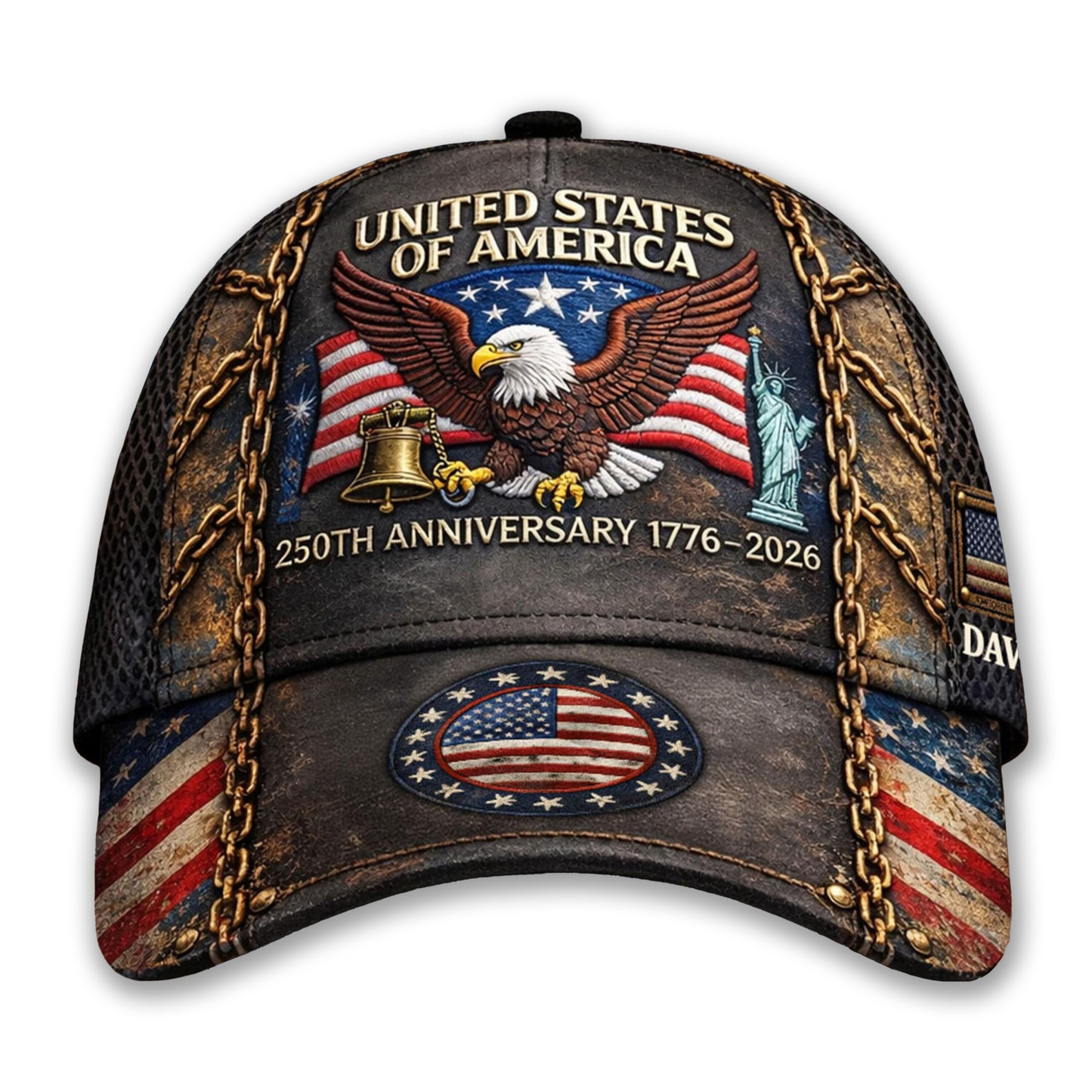 Custom American 250 Years Anniversary Printed 3D Hat, Patriotic American 250th Cap with Name, 1776–2026 Cap