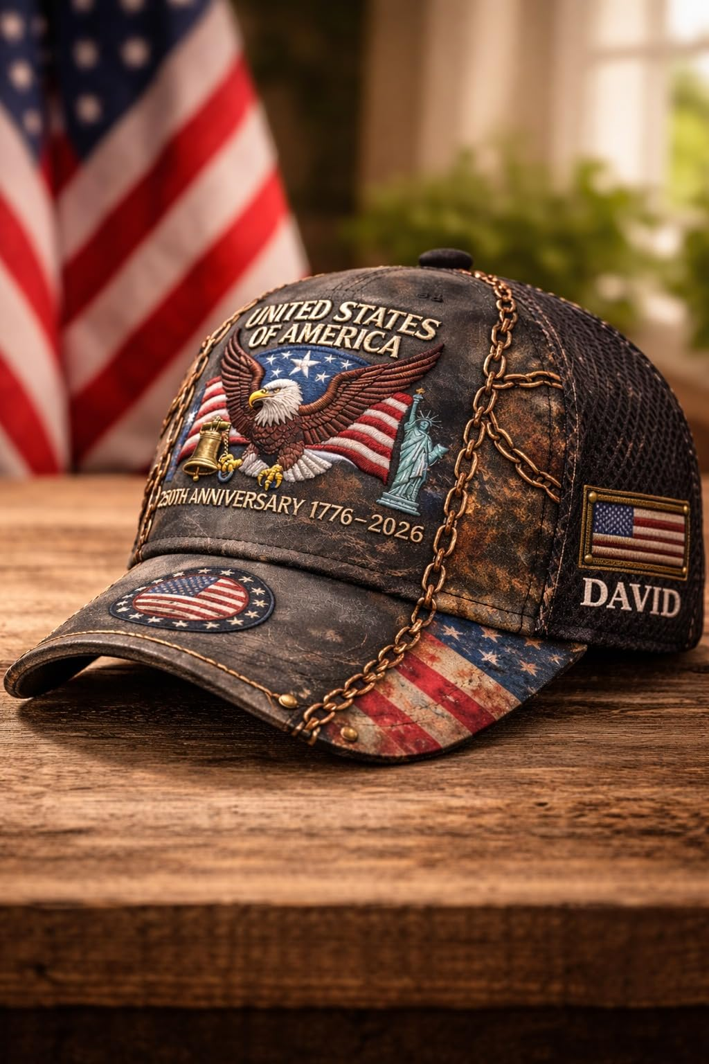 Custom American 250 Years Anniversary Printed 3D Hat, Patriotic American 250th Cap with Name, 1776–2026 Cap