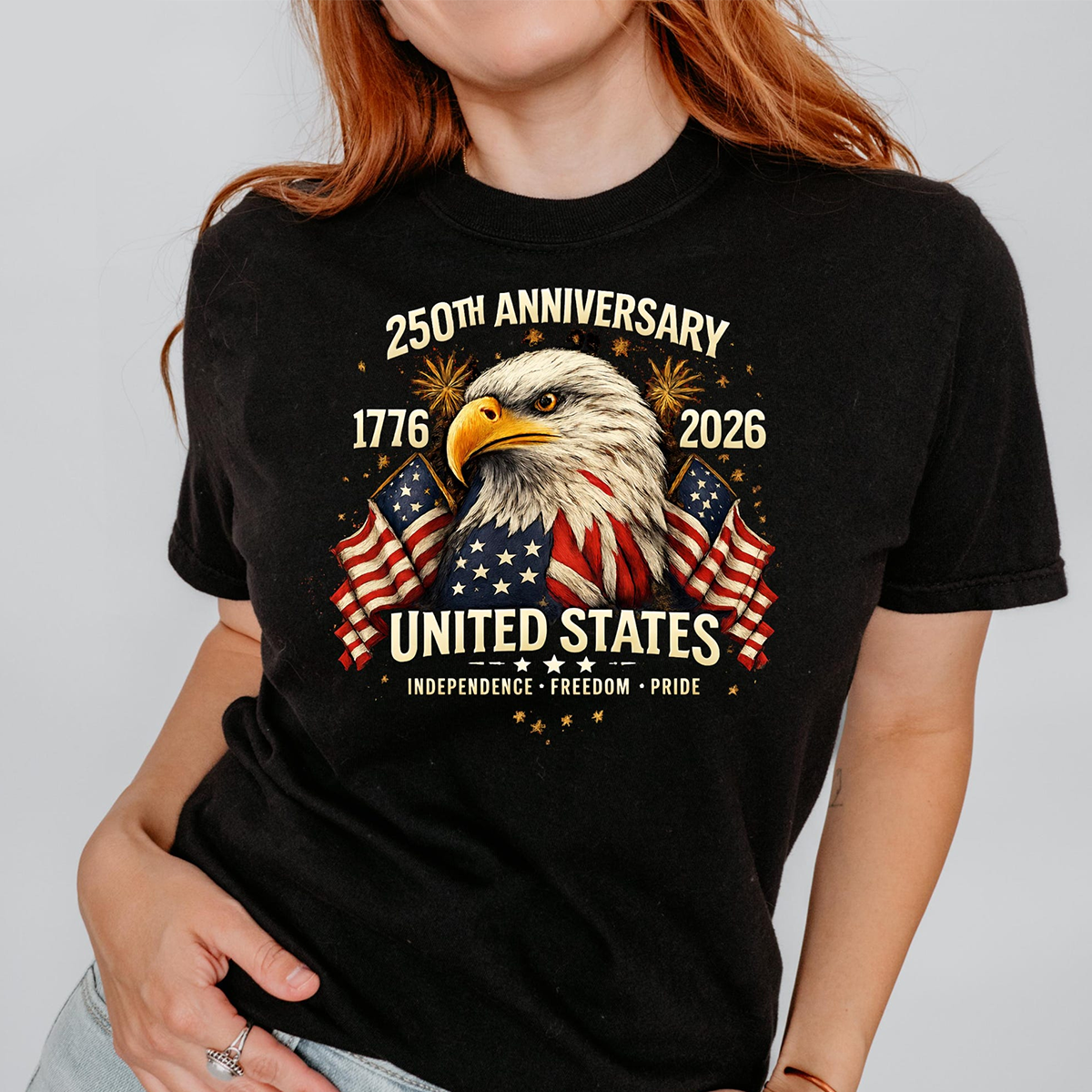 Custom Patriotic Eagle American 250 Years Shirt, Independence Day 1776 2026 USA Anniversary Tee