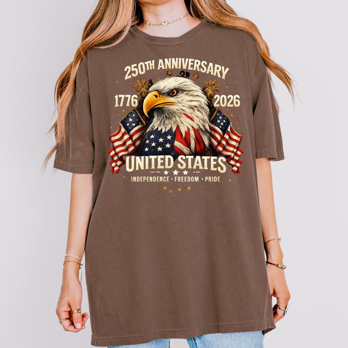 Custom Patriotic Eagle American 250 Years Shirt, Independence Day 1776 2026 USA Anniversary Tee