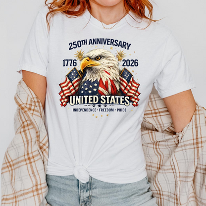 Custom Patriotic Eagle American 250 Years Shirt, Independence Day 1776 2026 USA Anniversary Tee