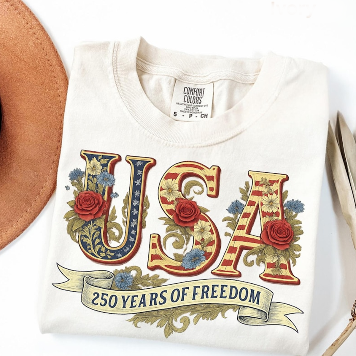 Comfort Colors Custom USA 250th Anniversary Retro Shirt, Celebrate 250 Years of Freedom, Independence Day USA Flag Tee Patriotic Gift