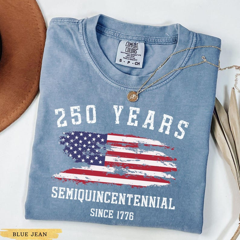 Comfort Colors® Custom USA 250th Anniversary Flag Shirt, Retro Semiquincentennial Independence Day Tee 1776-2026 Patriotic Gift