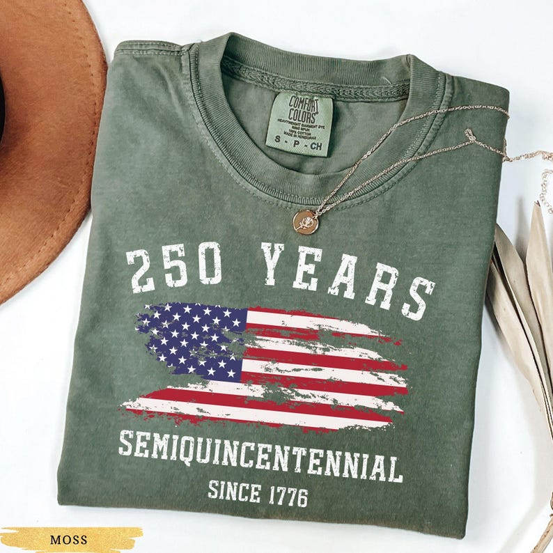 Comfort Colors® Custom USA 250th Anniversary Flag Shirt, Retro Semiquincentennial Independence Day Tee 1776-2026 Patriotic Gift