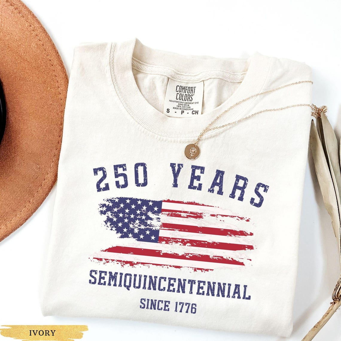 Comfort Colors® Custom USA 250th Anniversary Flag Shirt, Retro Semiquincentennial Independence Day Tee 1776-2026 Patriotic Gift