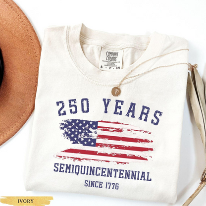 Comfort Colors® Custom USA 250th Anniversary Flag Shirt, Retro Semiquincentennial Independence Day Tee 1776-2026 Patriotic Gift