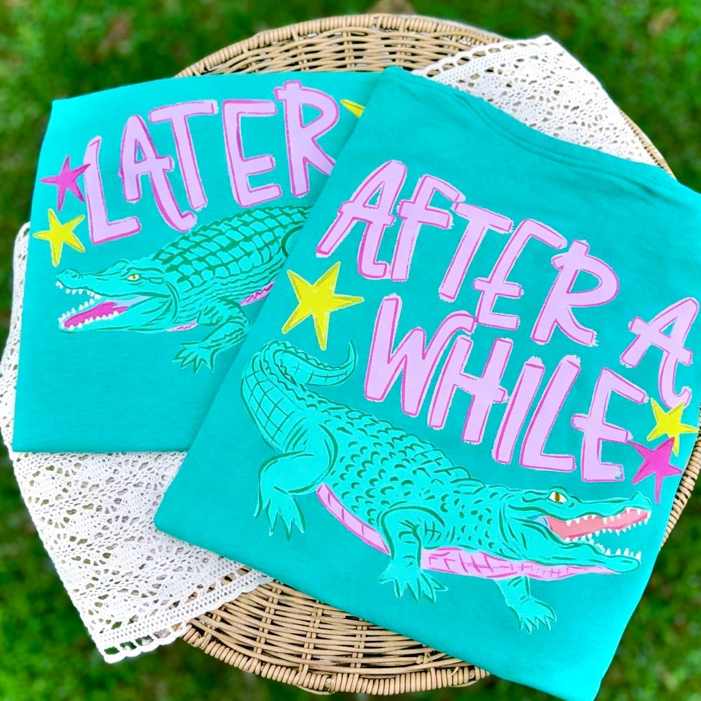 Comfort Colors Personalized Later After While Graphic T Shirt with Alligator Print Trendy Tee for Women