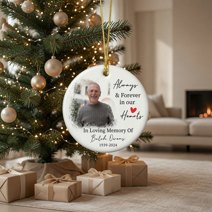 Personalized Memorial Photo Ornament, Custom Ceramic Christmas Memorial Ornament, In Loving Memory Gift, Sympathy Keepsake, Remembrance Ornament