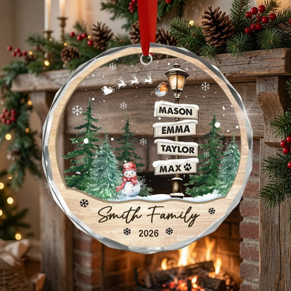 Personalized Family Names Ornament, Custom Christmas Ornament with Pets, Family Sign Ornament, Up to 20 Members, Holiday Gift