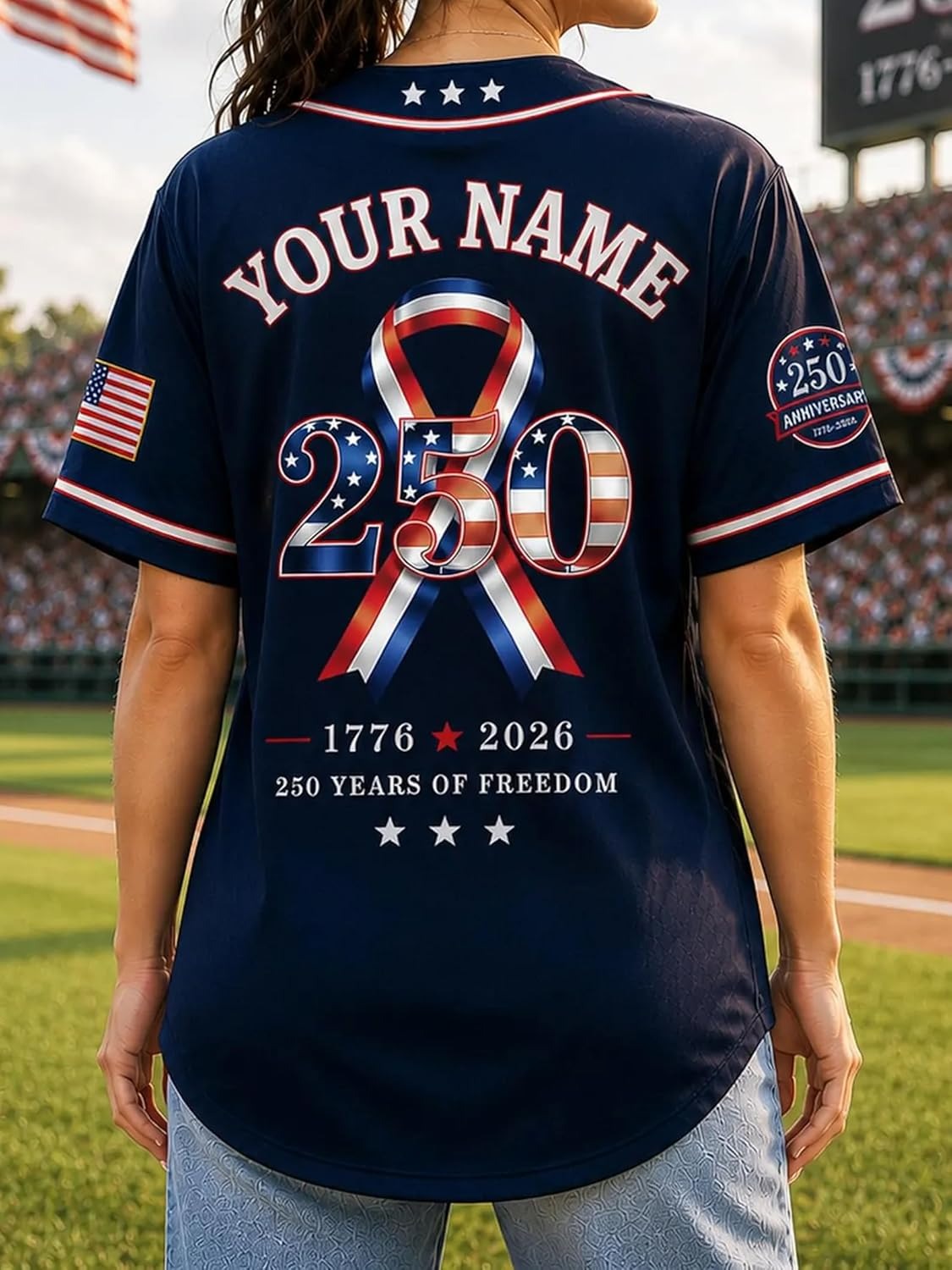 Personalized USA Baseball Jersey Custom Name Number Button Down Sports Shirt Patriotic American Flag Team for Men Women