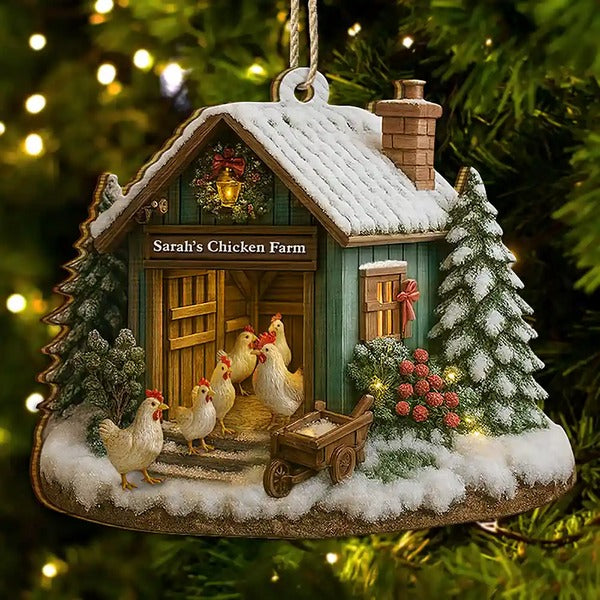 Christmas Farm - Personalized Custom Shaped Christmas Ornament, Unique Christmas Gift for Homesteaders 2025
