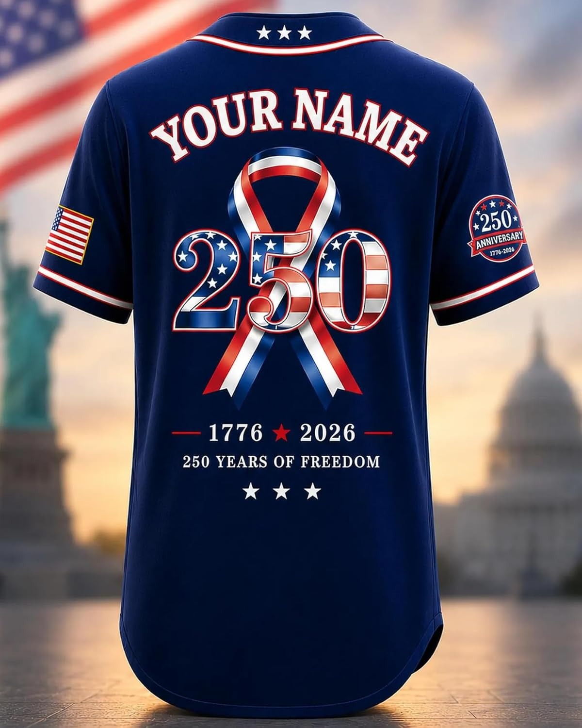 Personalized USA Baseball Jersey Custom Name Number Button Down Sports Shirt Patriotic American Flag Team for Men Women