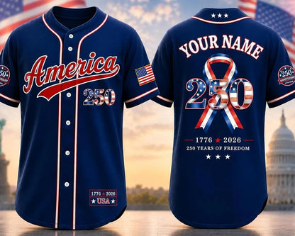 Personalized USA Baseball Jersey Custom Name Number Button Down Sports Shirt Patriotic American Flag Team for Men Women