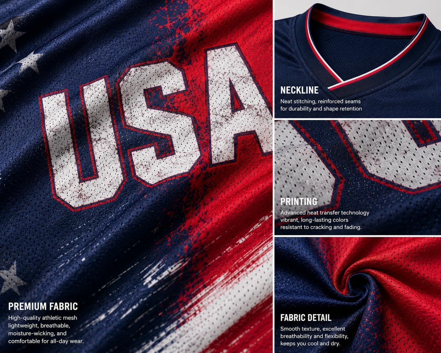 Custom USA Soccer Jersey 2026, Personalized Team Shirt for Men, Uniform with Name Number for Men Women Kids Fan Gifts