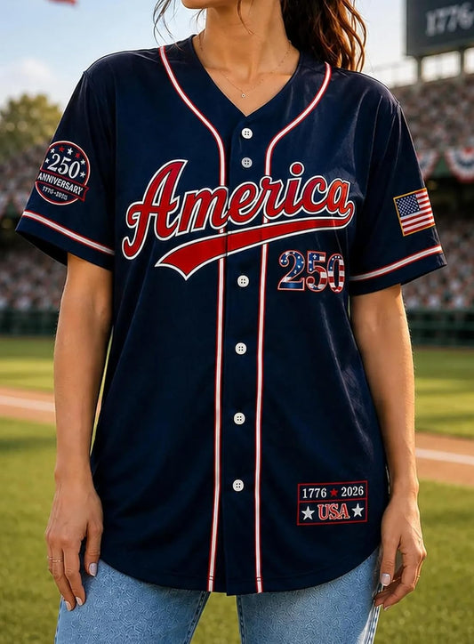 Personalized USA Baseball Jersey Custom Name Number Button Down Sports Shirt Patriotic American Flag Team for Men Women