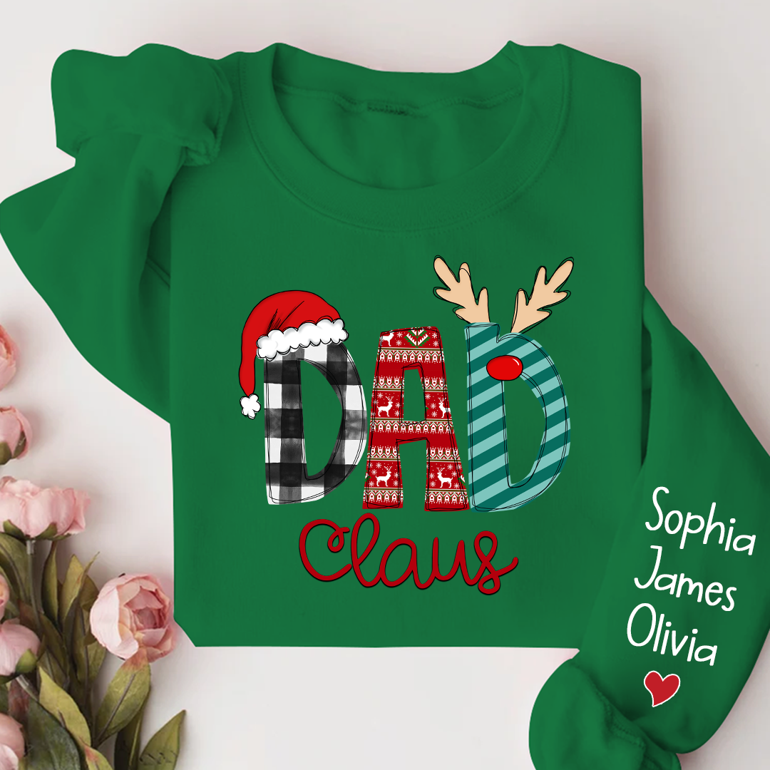 Dad Claus Merry Christmas Papa Claus Gift Custom Name Kids Sweatshirt
