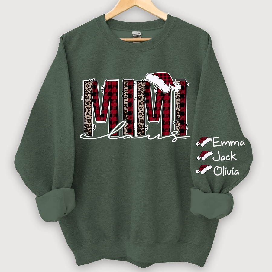 Personalized Mimi Claus Christmas And Grandkids Sweatshirt