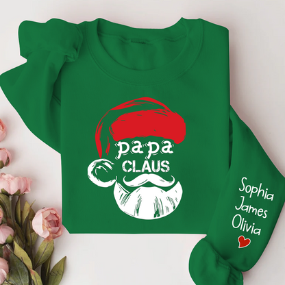 Merry Christmas Papa Claus, Dad Claus Gift Custom Name Kids Sweatshirt