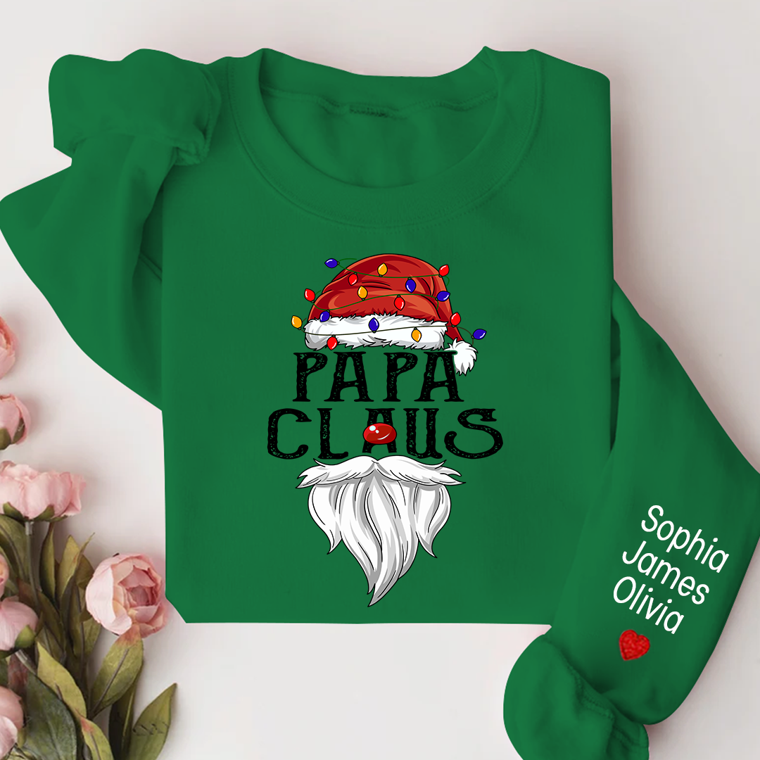 Personalize Merry Christmas Papa Claus, Dad Claus 2023 Gift Custom Name Kids Sweatshirt