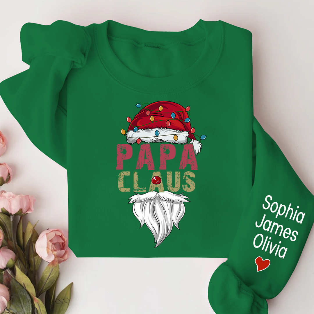 Merry Christmas Papa Claus, Dad Claus 2023 And Custom Name Kids Sweatshirt