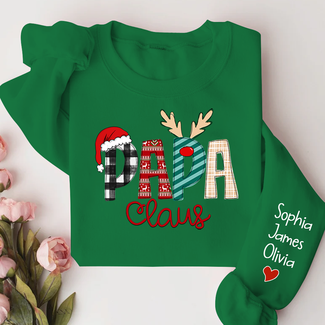 Personalize Merry Christmas Papa Claus, Dad Claus Gift Custom Name Kids Sweatshirt