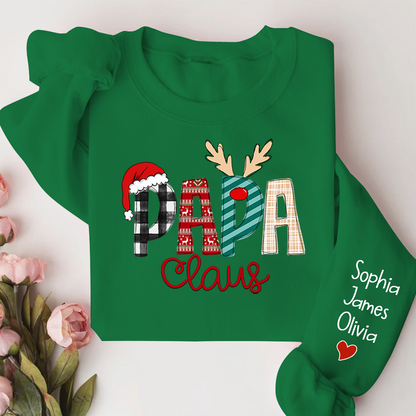Personalize Merry Christmas Papa Claus, Dad Claus Gift Custom Name Kids Sweatshirt
