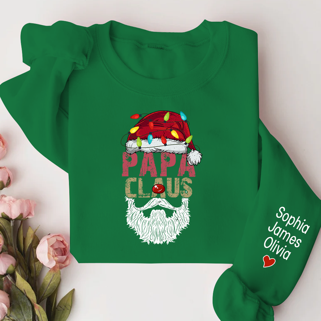 Papa Claus Christmas 2023 Gift Custom Name Kids Sweatshirt