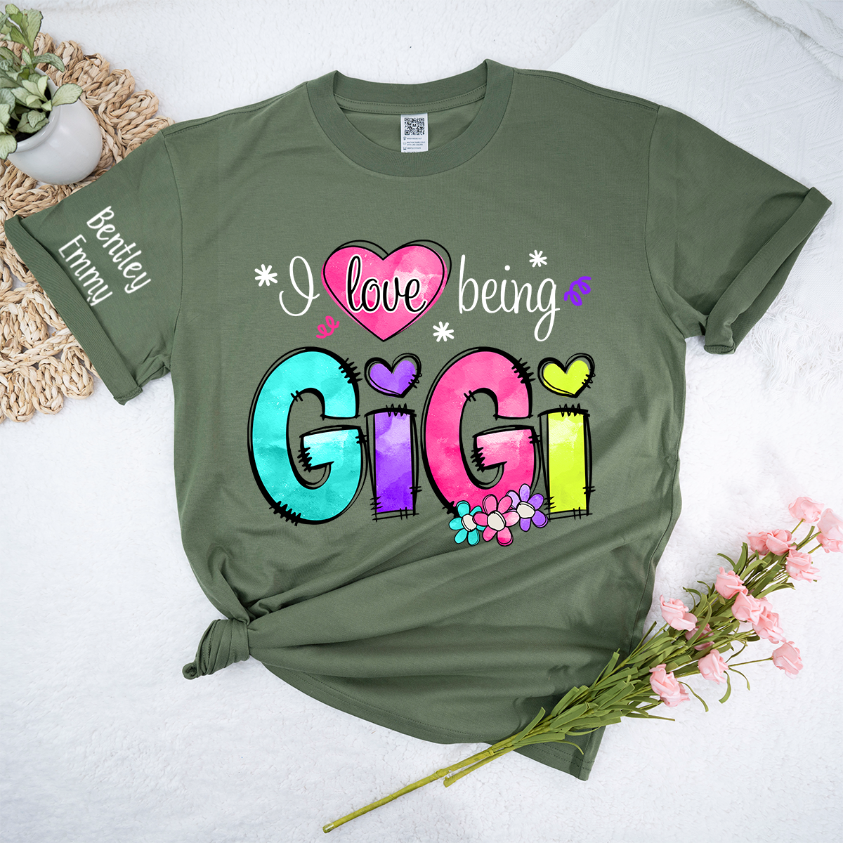 Personalized I Love Being Gigi Shirt, Custom Nickname and Grandkids' Names T-Shirt