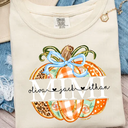 Comfort Colors® Personalized Mimi Pumpkin T-shirt, Autumn shirt for grandma with grandchildren's names, Cute autumn Thanksgiving gift for grandma