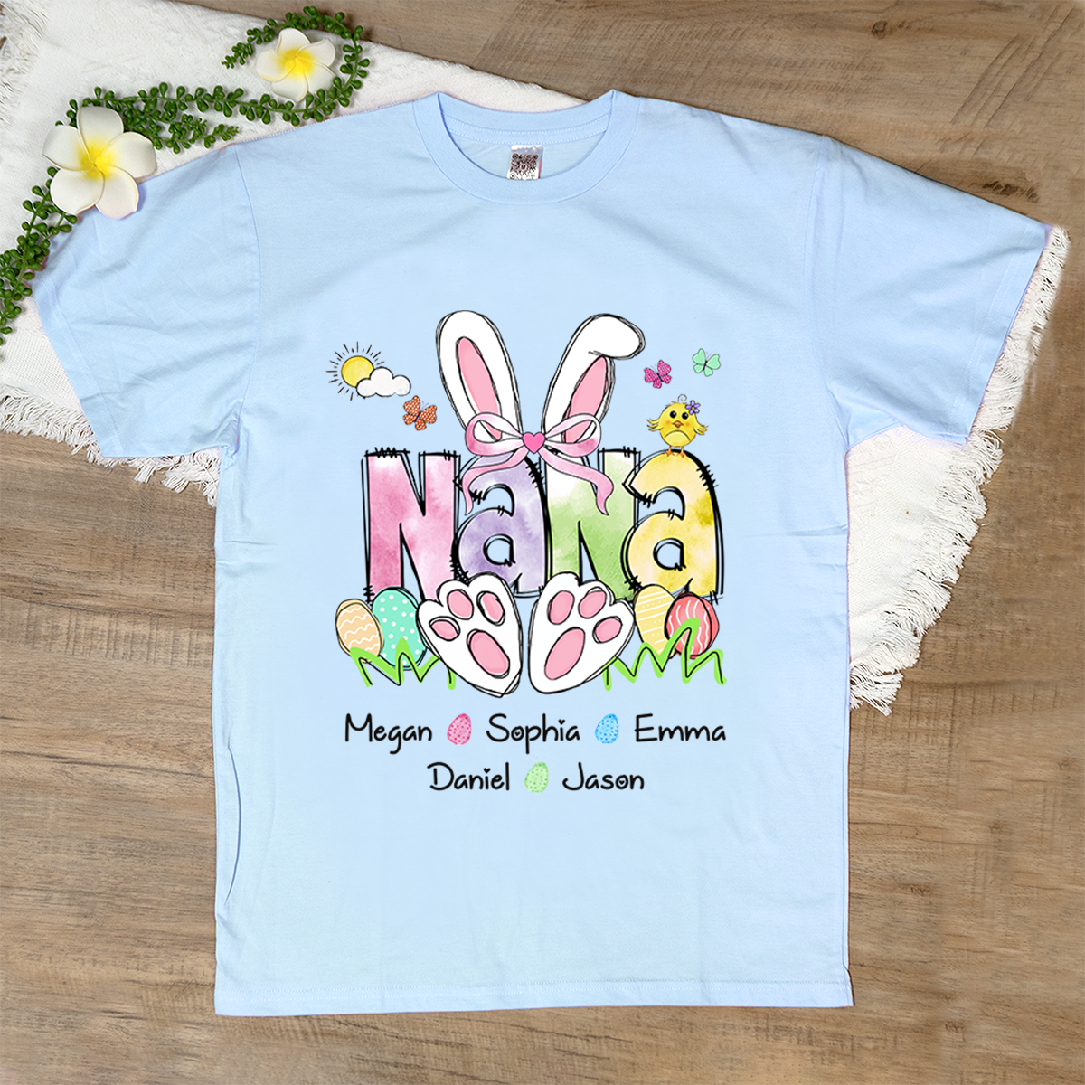 Custom Easter Grandma Shirt, Gift For Grandma, Grandma Easter Shirt With Grandkids Names T-Shirt