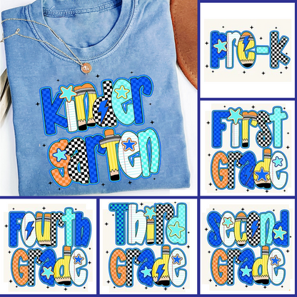 Back to school  First Day Vibes Blue Dalmatian Dot Shirt