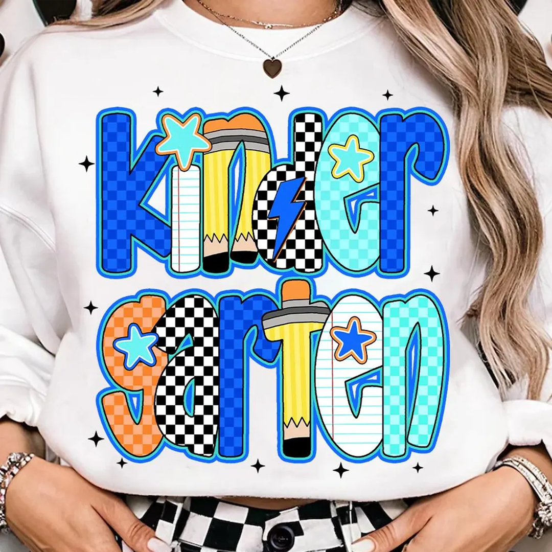 Back to school  First Day Vibes Blue Dalmatian Dot Shirt