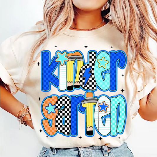 Back to school  First Day Vibes Blue Dalmatian Dot Shirt