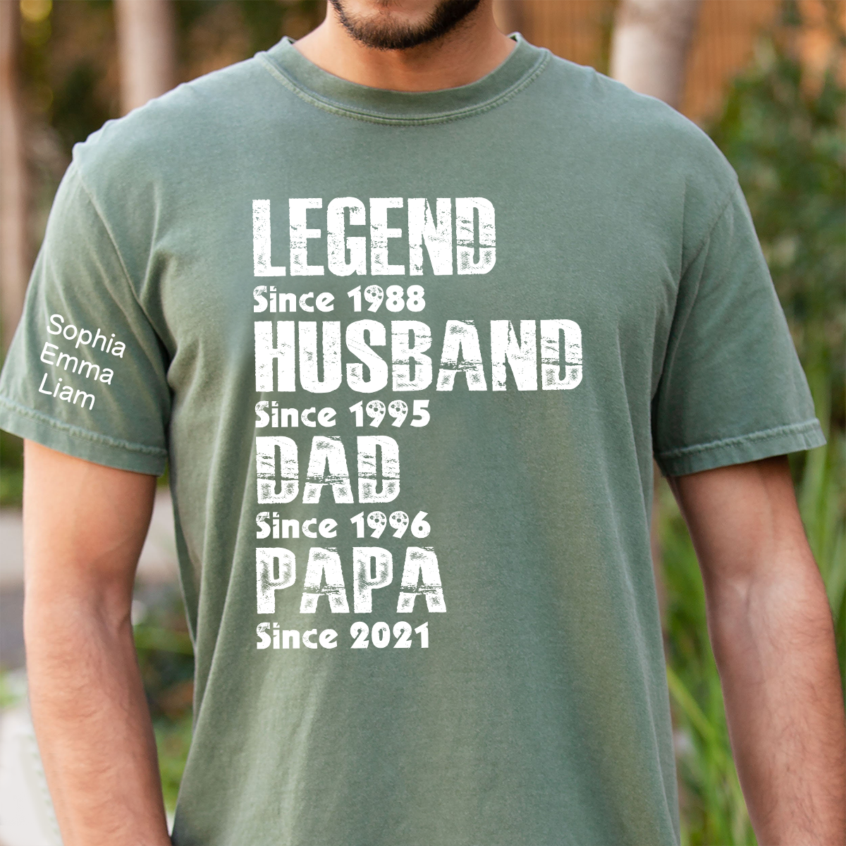 Custom Dad Shirt Legend Husband Father Papa Since, Personalized Family T Shirt with Names