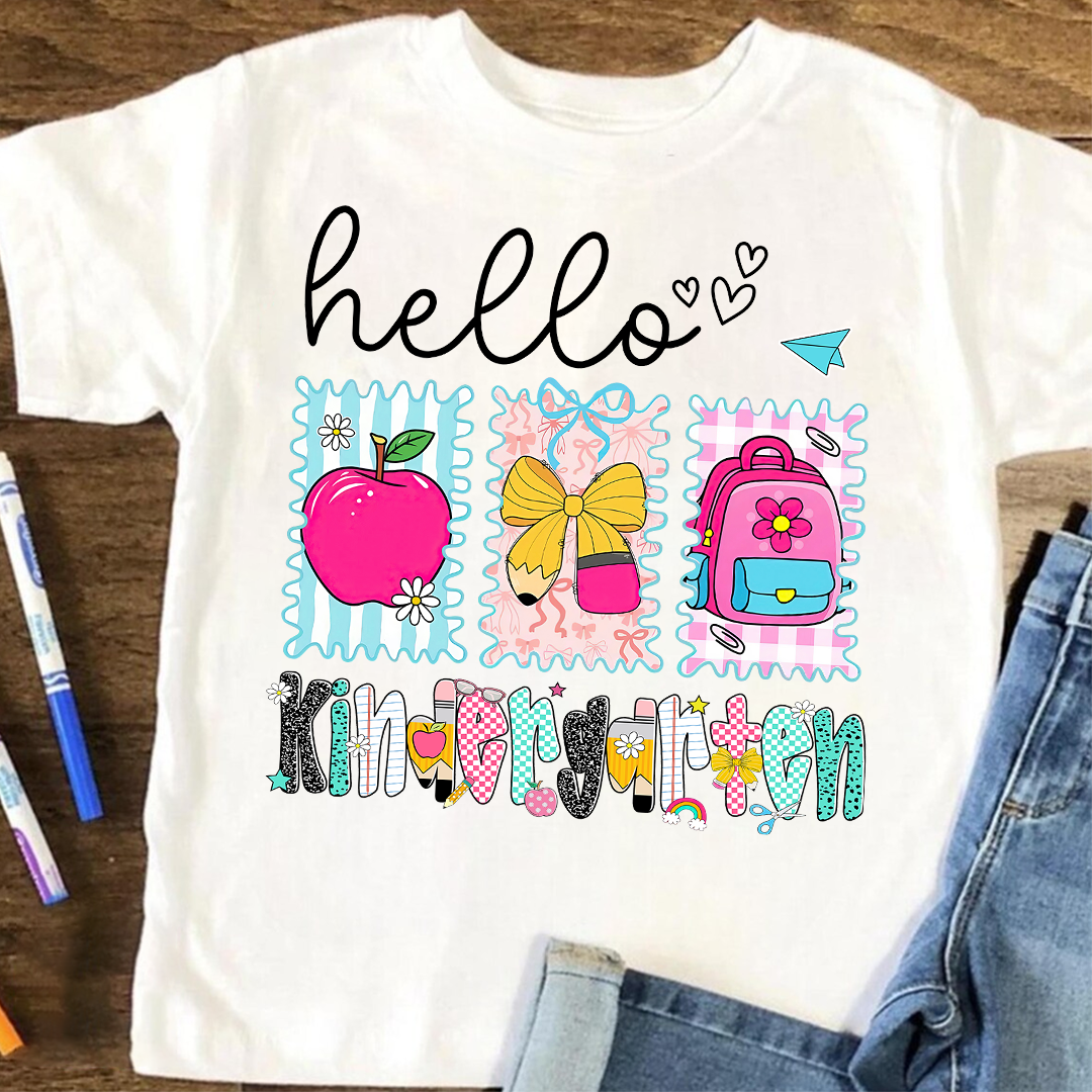 Preppy Back to School Hello Kindergarten Pre-K 1st 2d 3d 4th 5th Grades