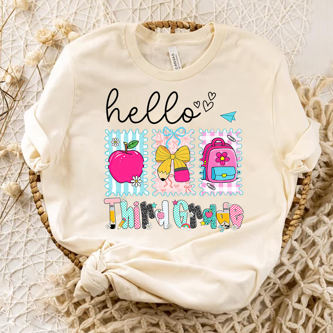 Preppy Back to School Hello Kindergarten Pre-K 1st 2d 3d 4th 5th Grades