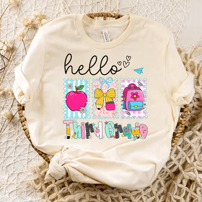 Preppy Back to School Hello Kindergarten Pre-K 1st 2d 3d 4th 5th Grades