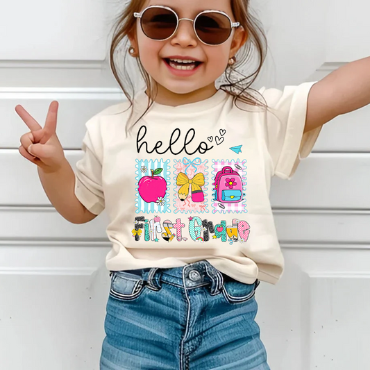 Preppy Back to School Hello Kindergarten Pre-K 1st 2d 3d 4th 5th Grades