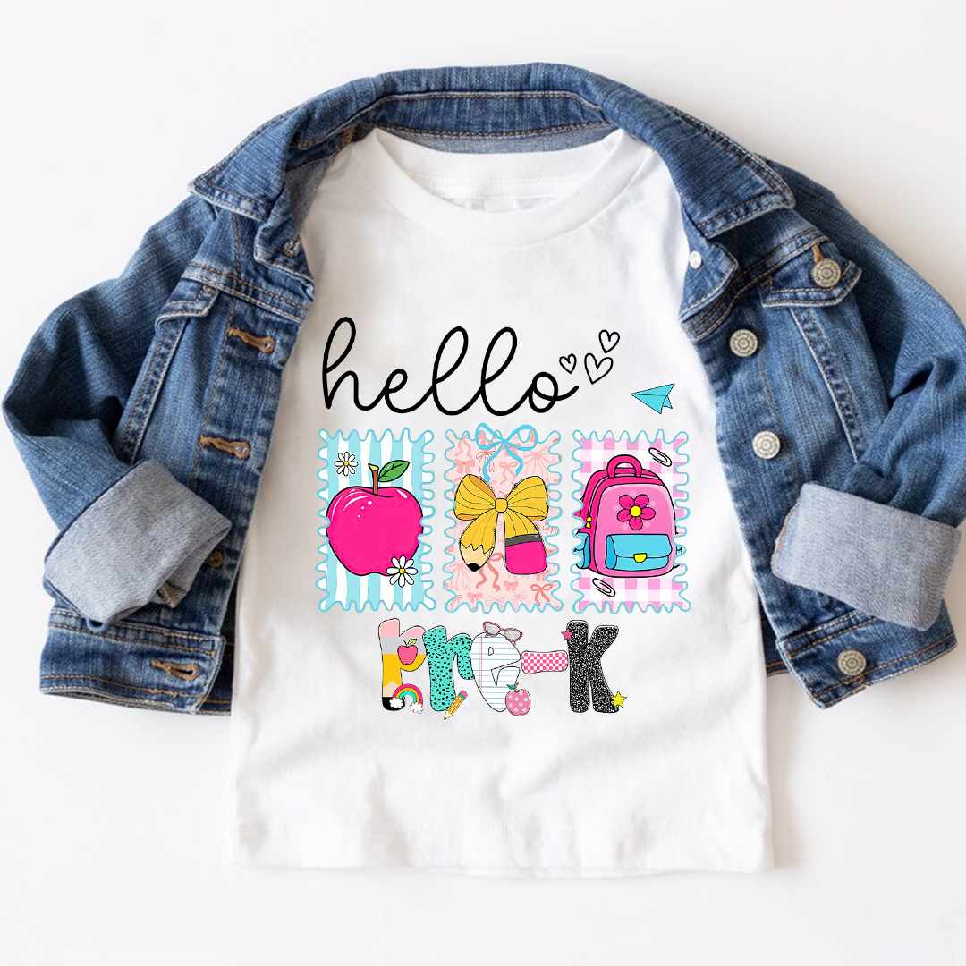 Preppy Back to School Hello Kindergarten Pre-K 1st 2d 3d 4th 5th Grades