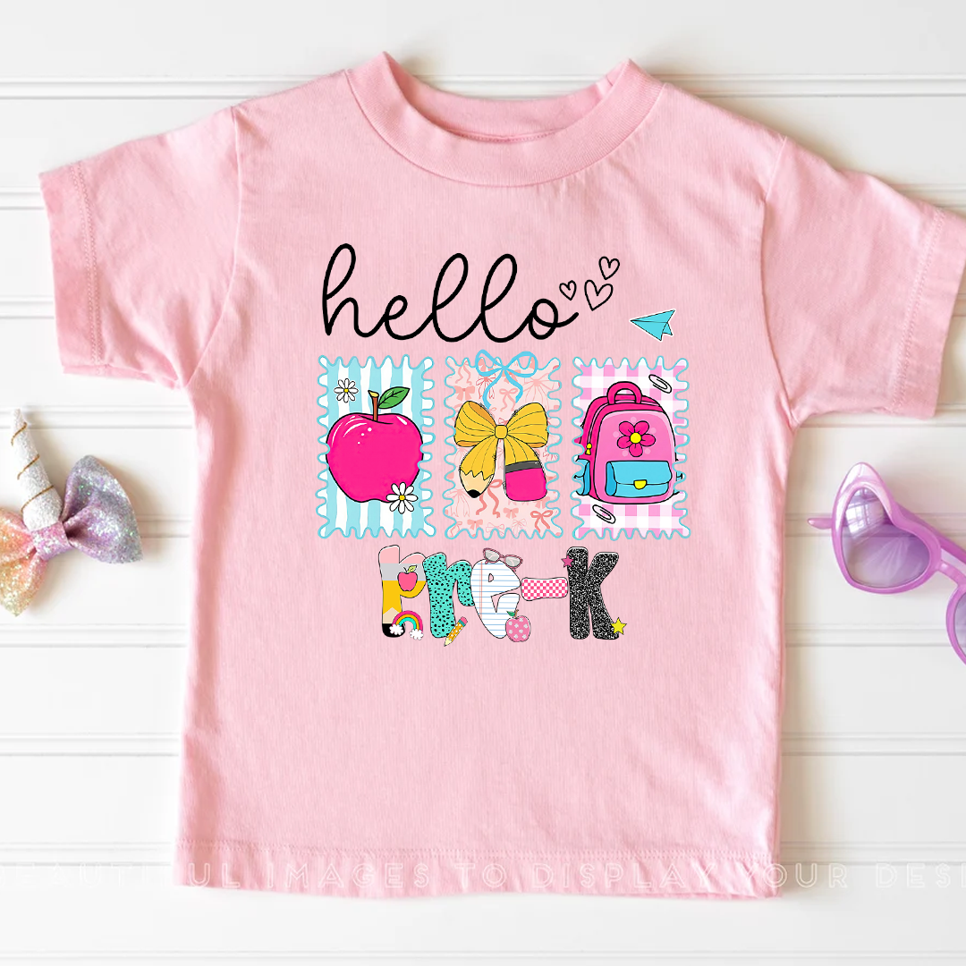 Preppy Back to School Hello Kindergarten Pre-K 1st 2d 3d 4th 5th Grades