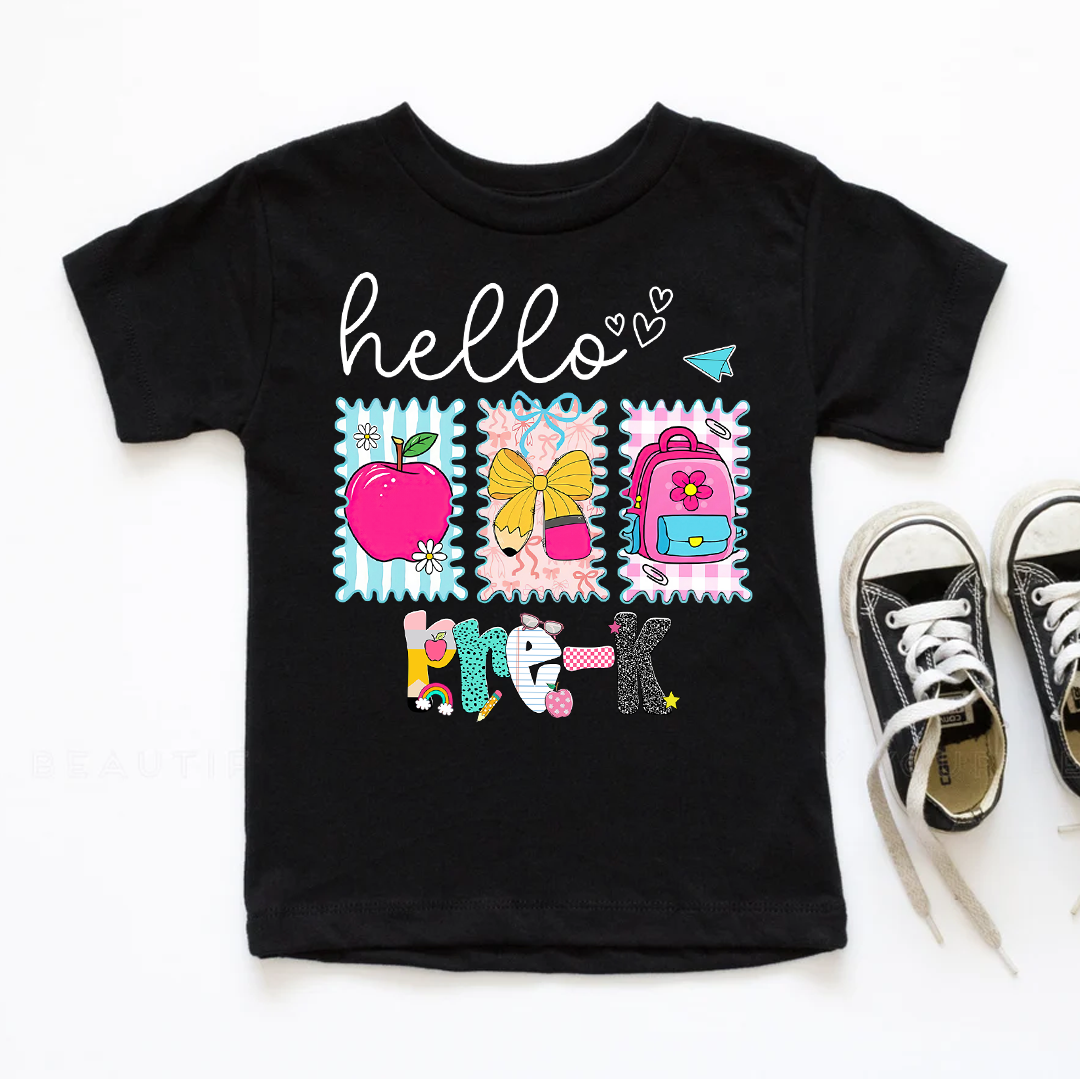 Preppy Back to School Hello Kindergarten Pre-K 1st 2d 3d 4th 5th Grades