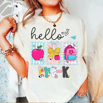 Preppy Back to School Hello Kindergarten Pre-K 1st 2d 3d 4th 5th Grades