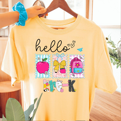 Preppy Back to School Hello Kindergarten Pre-K 1st 2d 3d 4th 5th Grades
