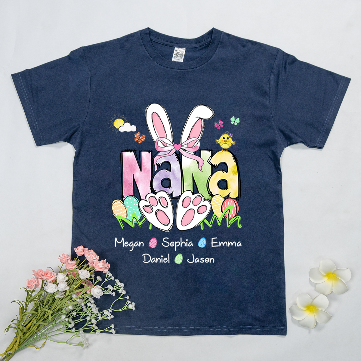 Custom Easter Grandma Shirt, Gift For Grandma, Grandma Easter Shirt With Grandkids Names T-Shirt
