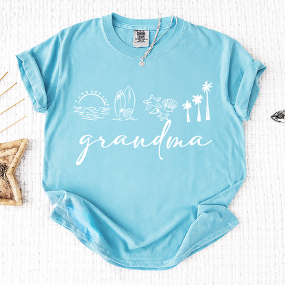 Comfort Colors® Personalized Grandma Coastal Shirt, Custom Nana Gigi Mimi Beach Shirt, Tropical Summer Vacation Shirt for Grandma