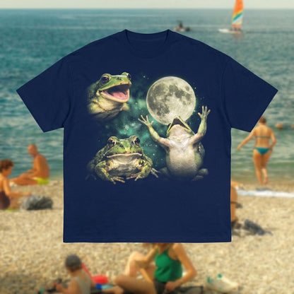 The Vintage Frogs Moon Graphic Tee - Quirky Gift for Friend