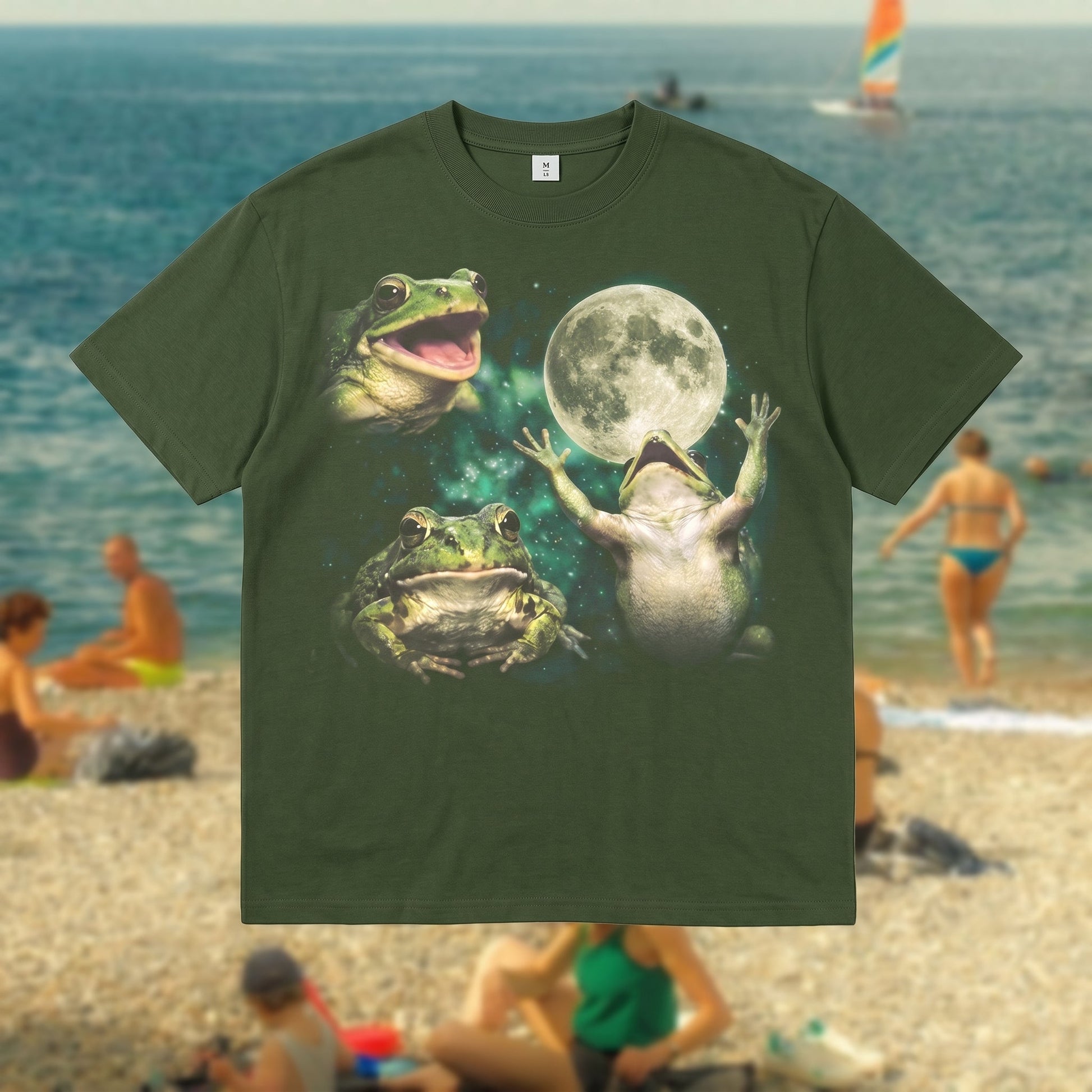 The Vintage Frogs Moon Graphic Tee - Quirky Gift for Friend